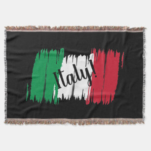 Artistic Brushstroke Italy Flag Throw Blanket