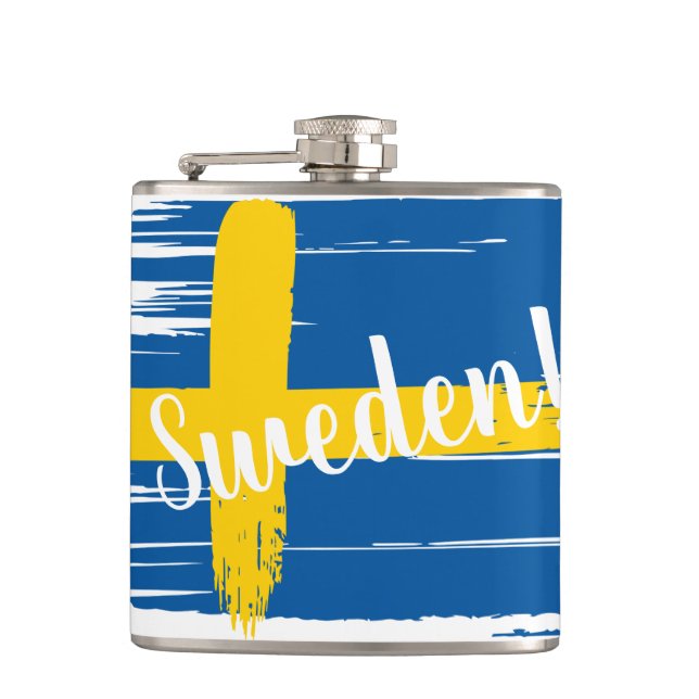 Artistic Brushstroke Sweden Flag Flask (Front)
