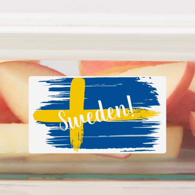 Artistic Brushstroke Sweden Flag Labels (Affixed)