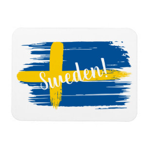 Artistic Brushstroke Sweden Flag Magnet