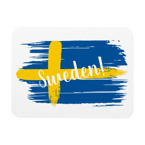 Artistic Brushstroke Sweden Flag Magnet