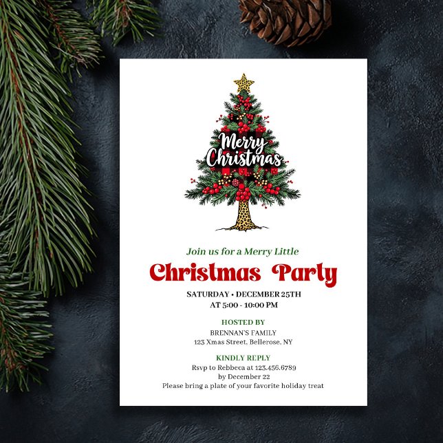 Artistic Buffalo Christmas Tree Party Invitation (Artistic Buffalo Christmas Tree Party Invitation)