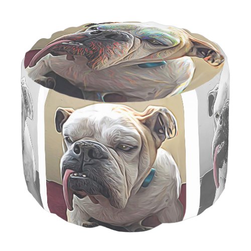 Artistic bulldog portrait pouf