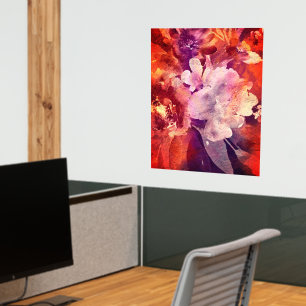 Artistic Burgundy and Red Floral Watercolor Wall Decal