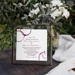 Artistic Burgundy Wine Stain Winery Wedding Invitation