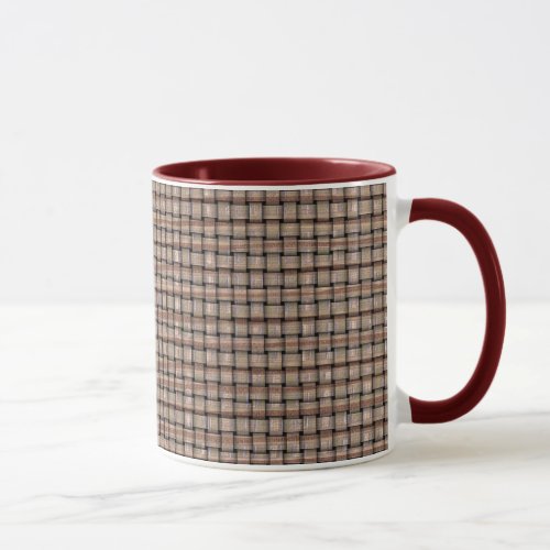 Artistic Burlap Brown Beige Tan Weave Funky Mugs