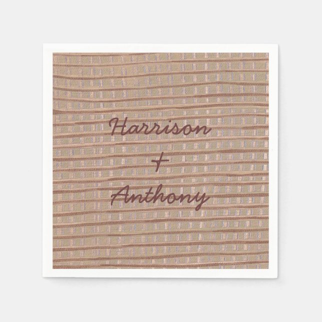 Artistic Burlap Personalized Wedding Napkins (Front)