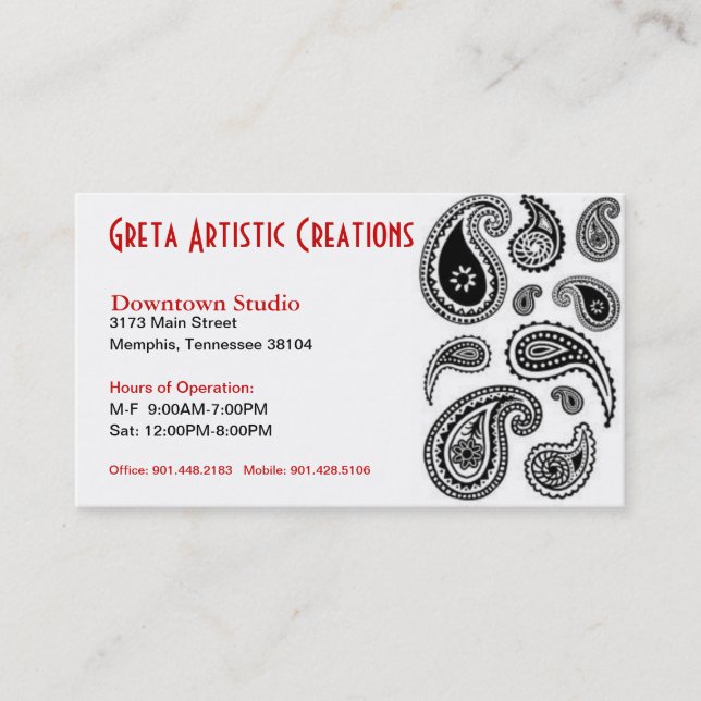 Artistic Business Card (Front)