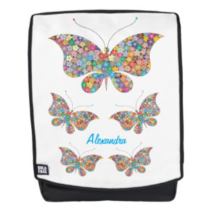 Artistic Butterflies Made of Flowers Personalize Backpack