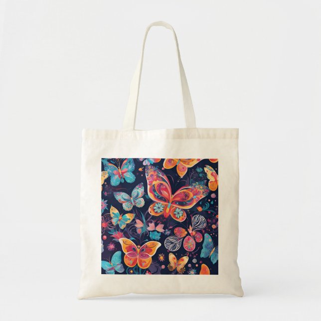 Artistic Butterfly Floral Girls’ Tote – Great Gift (Front)