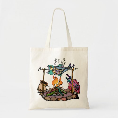 Artistic Campfire Fish Tote Bag