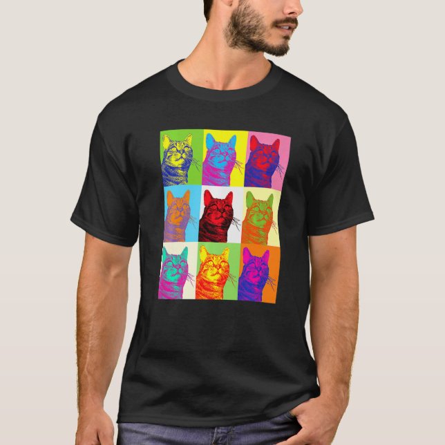 Artistic Cat 1960s Pop Cat Cat T-Shirt (Front)