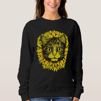 Artistic Cat Face in the middle of Sunflower Stan Sweatshirt