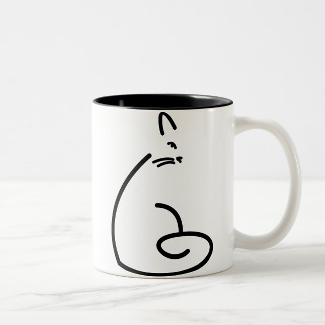 Artistic Cat Silhouette Two-Tone Coffee Mug (Right)