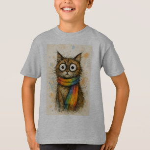 Artistic Cat with Glasses Kids T-Shirt - Fun Felin