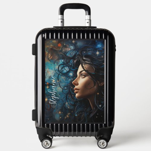 Artistic Celestial Woman With Black Hair Custom Luggage