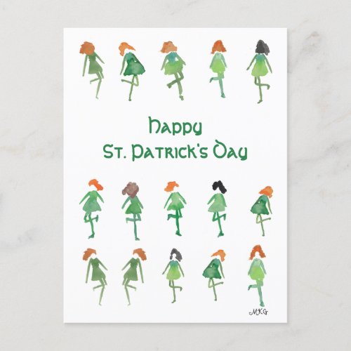 Artistic Celtic St Patricks Day Boho Irish Dance Postcard