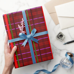 Artistic Checkered – Red Green Retro style Wrapping Paper