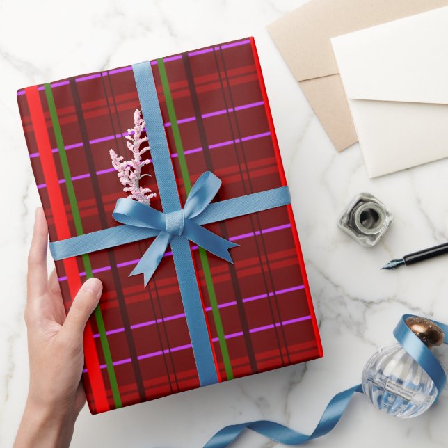 Artistic Checkered – Red Green Retro style Wrapping Paper (Gifting)