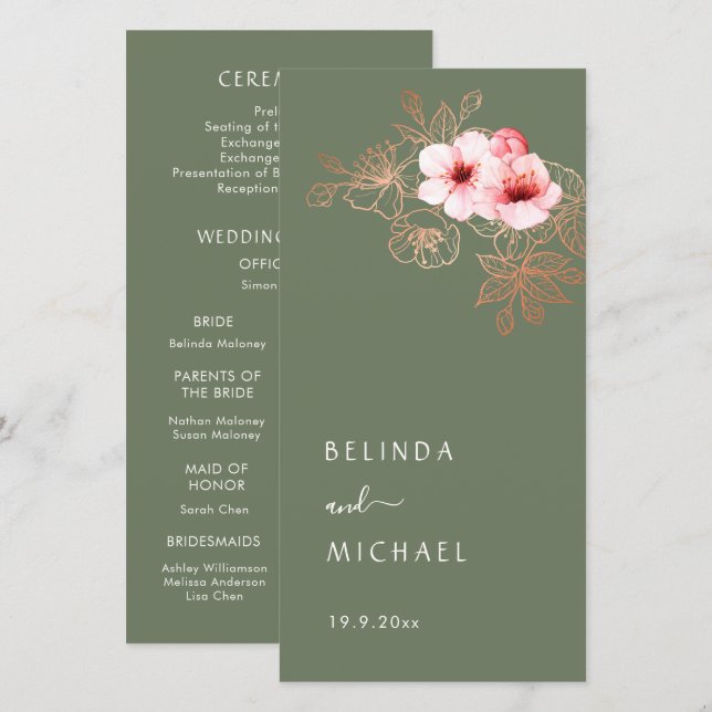 Artistic Cherry Blossom | Wedding Program (Front/Back)