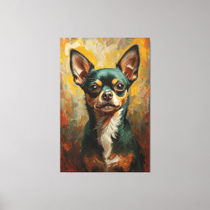 Artistic Chihuahua Portrait Vibrant Oil Painting Canvas Print