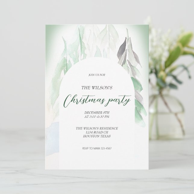 Artistic Christmas Country Village Invitation (Standing Front)