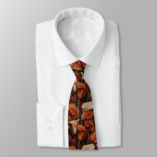 Artistic Christmas Gift For Husband Calla Lilies Neck Tie (Tied)