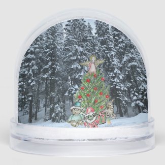 Artistic Christmas Tree Scene Snow Globe