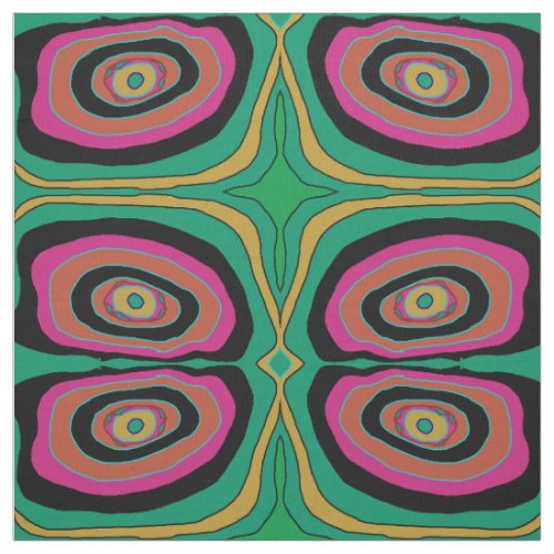 Artistic Circles pink green yellowblack Fabric