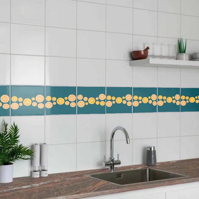 Artistic Citrus Delight Tropical Kitchen Accent  Ceramic Tile (Creator Uploaded)