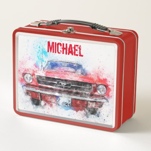 Artistic Classic American Cars Metal Lunch Box