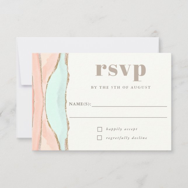 Artistic Coastal Watercolor Abstract RSVP Card (Front)