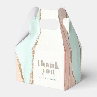 Artistic Coastal Watercolor Abstract Thank You Favor Boxes