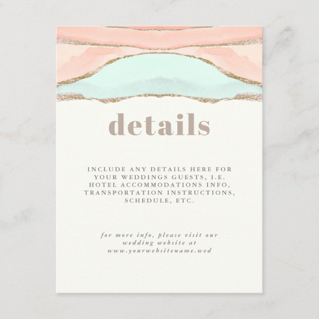 Artistic Coastal Watercolor Wedding Details Enclosure Card (Front)