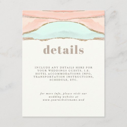 Artistic Coastal Watercolor Wedding Details Enclosure Card