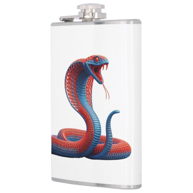 Artistic Cobra Graphic Hip Flask - Vibrant Serpent (Left)