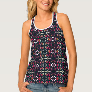 Artistic collage multicolored pattern tank top