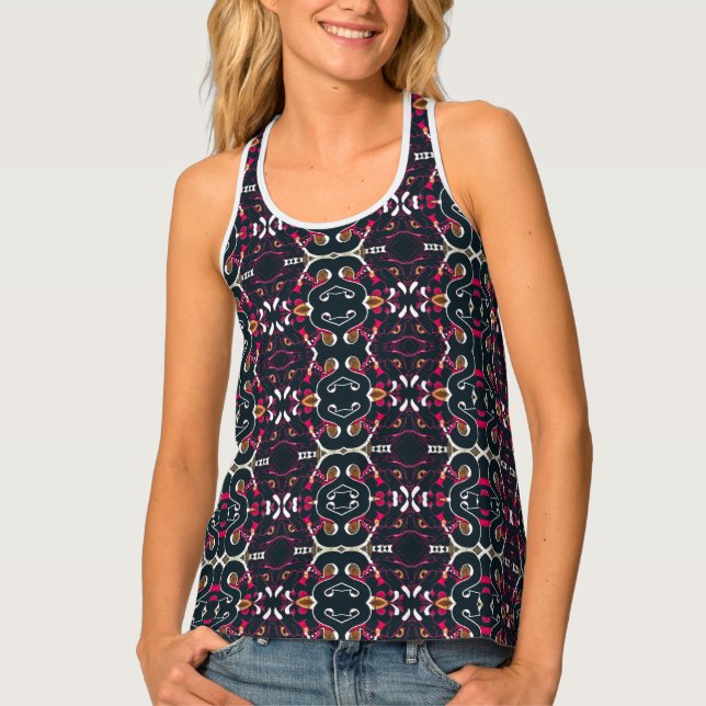 Artistic collage multicolored pattern tank top (Front)