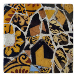 Artistic Collage of Broken Tiles-Brown Trivet