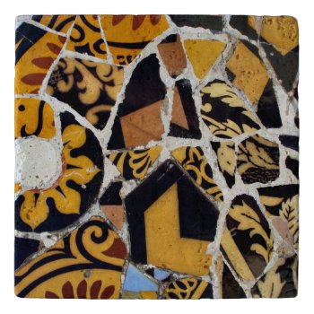 Artistic Collage Of Broken Tiles-brown Trivet by riverme at Zazzle
