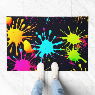 Artistic Color Burst with Dripping Paint Doormat