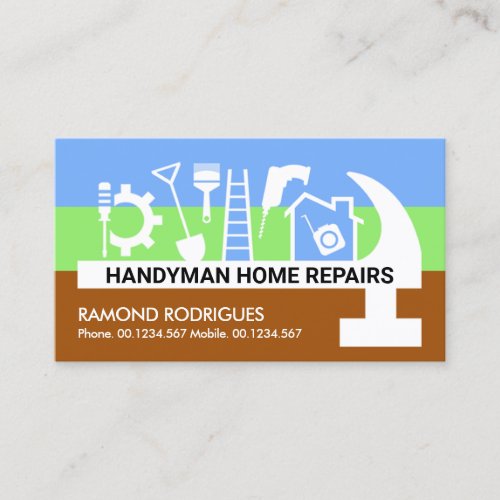 Artistic Color Layers Handyman Hammer Business Card