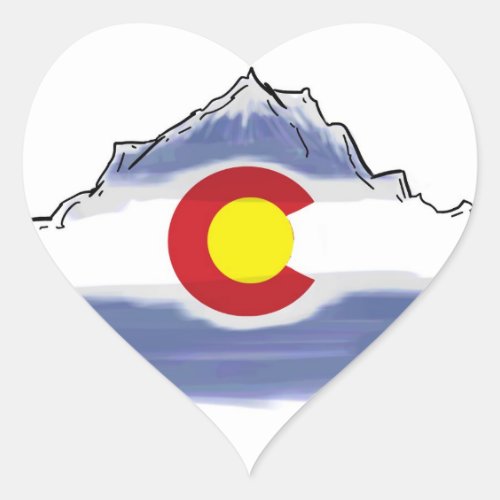 Artistic Colorado flag mountain Heart Sticker
