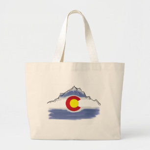 Artistic Colorado flag mountain Large Tote Bag