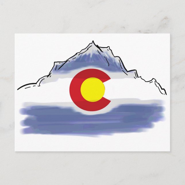 Artistic Colorado flag mountain Postcard (Front)