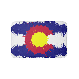 Artistic Colorado flag paint splatter bath mat