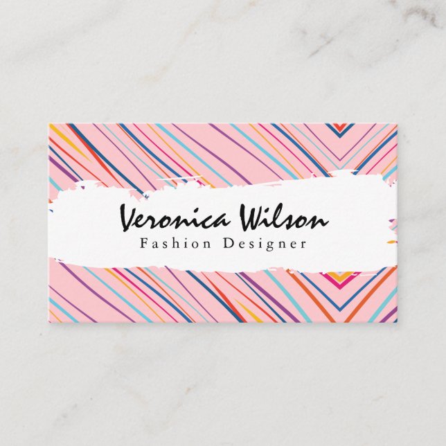 Artistic Colorful Abstract Lines Business Card (Front)