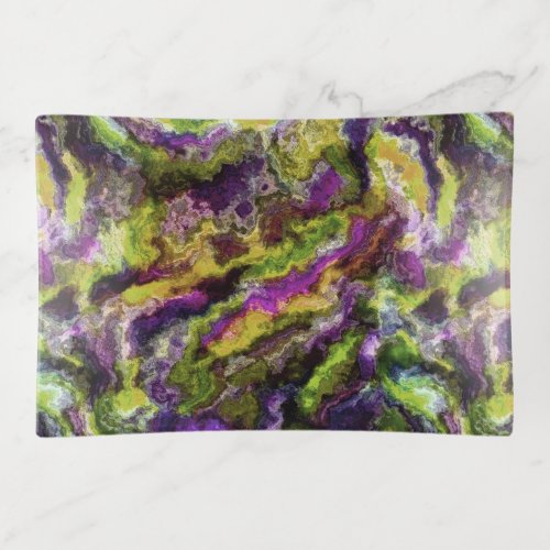 Artistic Colorful Abstract Paint Swirl Art Pattern Trinket Tray