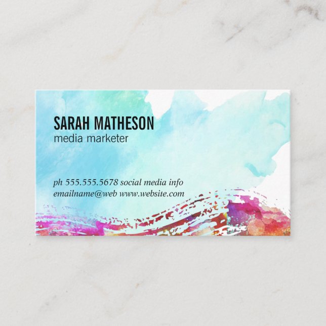 Artistic Colorful Brushed Texture Business Card (Front)