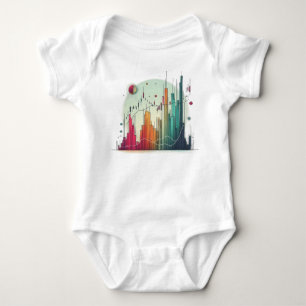Artistic colorful candlestick chart baby bodysuit